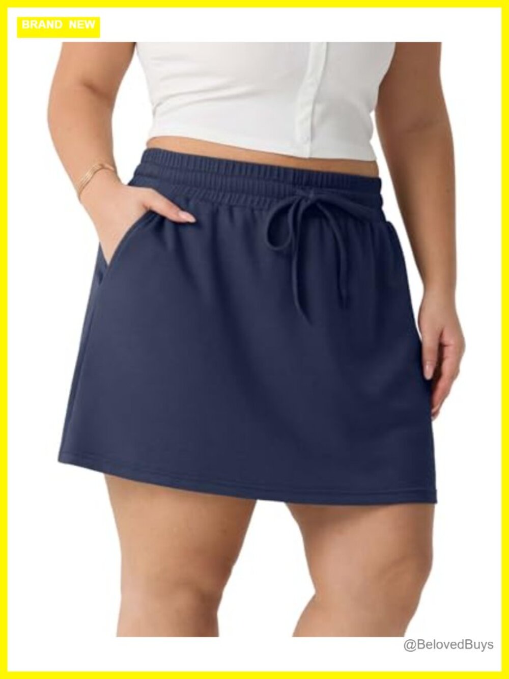 Plus Size Athletic Skort with Built-in Shorts & Pockets Stretch High Stretch